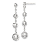 Sterling Silver Rhodium-Plated Beaded Dangle Earrings 46mm  Elegant Polished Finish