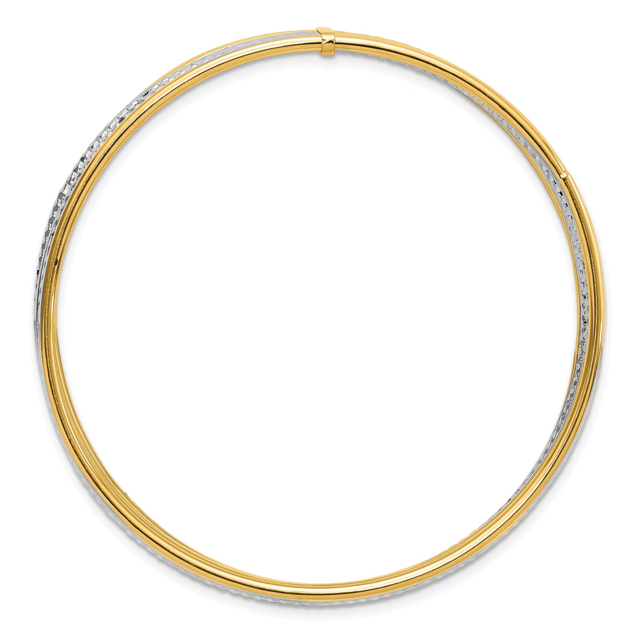 14K Two-tone Diamond-cut 7 Layer Slip on Bangle Secondary image