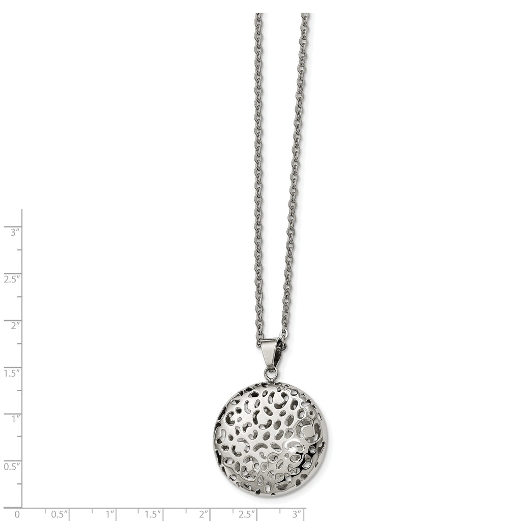 Stainless Steel Polished Puffed Cut-out Design 18in Necklace