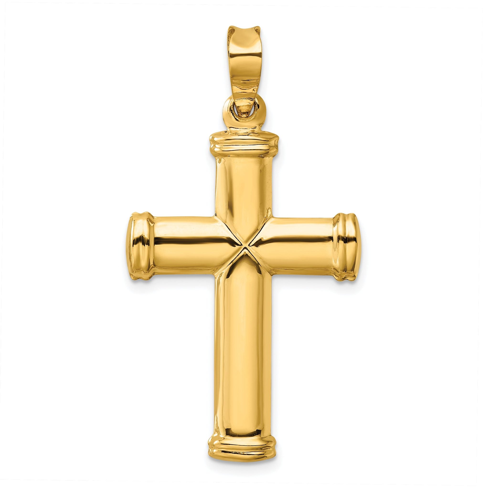 14K Gold Polished Cross Pendant with 3D Design  Elegant & Timeless Main image