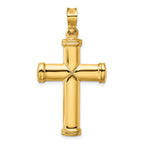 14K Gold Polished Cross Pendant with 3D Design  Elegant & Timeless