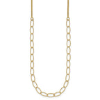 14K Polished and Dia-cut Fancy Oval Link Necklace