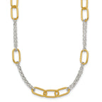 Sterling Silver and Gold-tone Polished Fancy Link and Double Chain 16 inch Necklace
