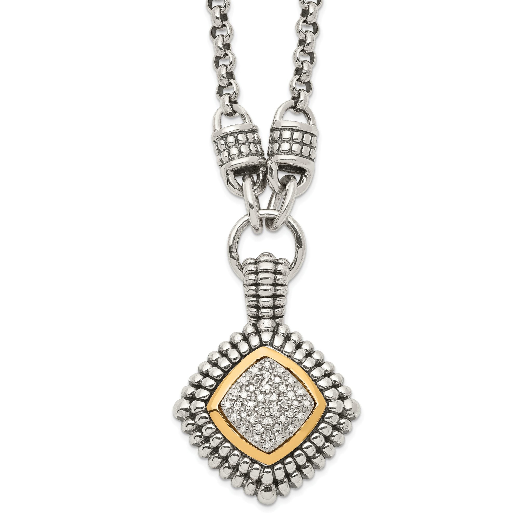 Shey Couture Sterling Silver with 14K Accent 17 Inch Antiqued Diamond Necklace Main image