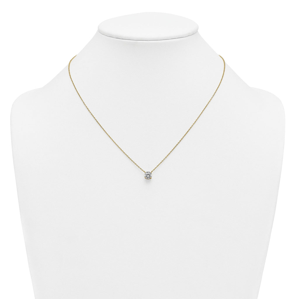 14k 1 carat Lab Grown Diamond VS+ F+ Round Complete Four Prong 18 inch Solitaire Necklace