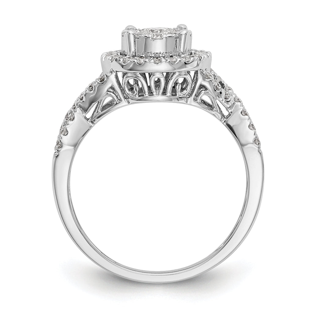 14K White Gold Halo Cluster 3/4 carat Diamond Complete Engagement Ring