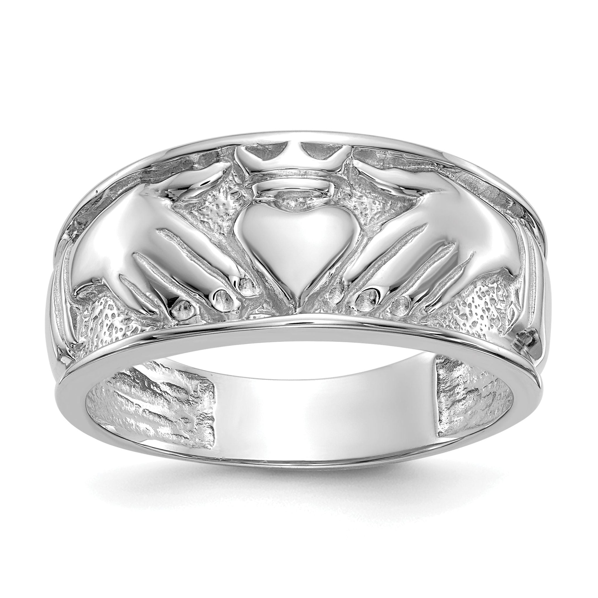 14k White Gold Men's Claddagh Band Main image