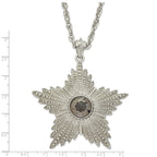 1928 Jewelry Large Silver-tone Textured Hematite Epoxy Faceted Stone Center Star 32 inch Necklace