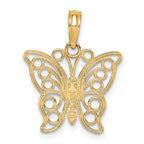 14K Gold Cut-out Butterfly Pendant with Filigree Design  Polished Finish