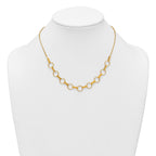 14K Polished and Textured Circles and Bars 17.5 inch Necklace