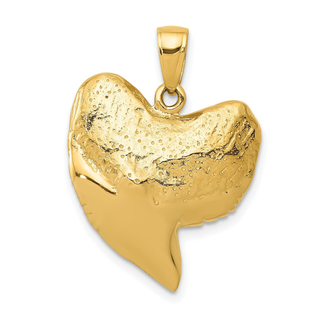14K Gold Solid Polished 3D Shark Tooth Pendant for Men