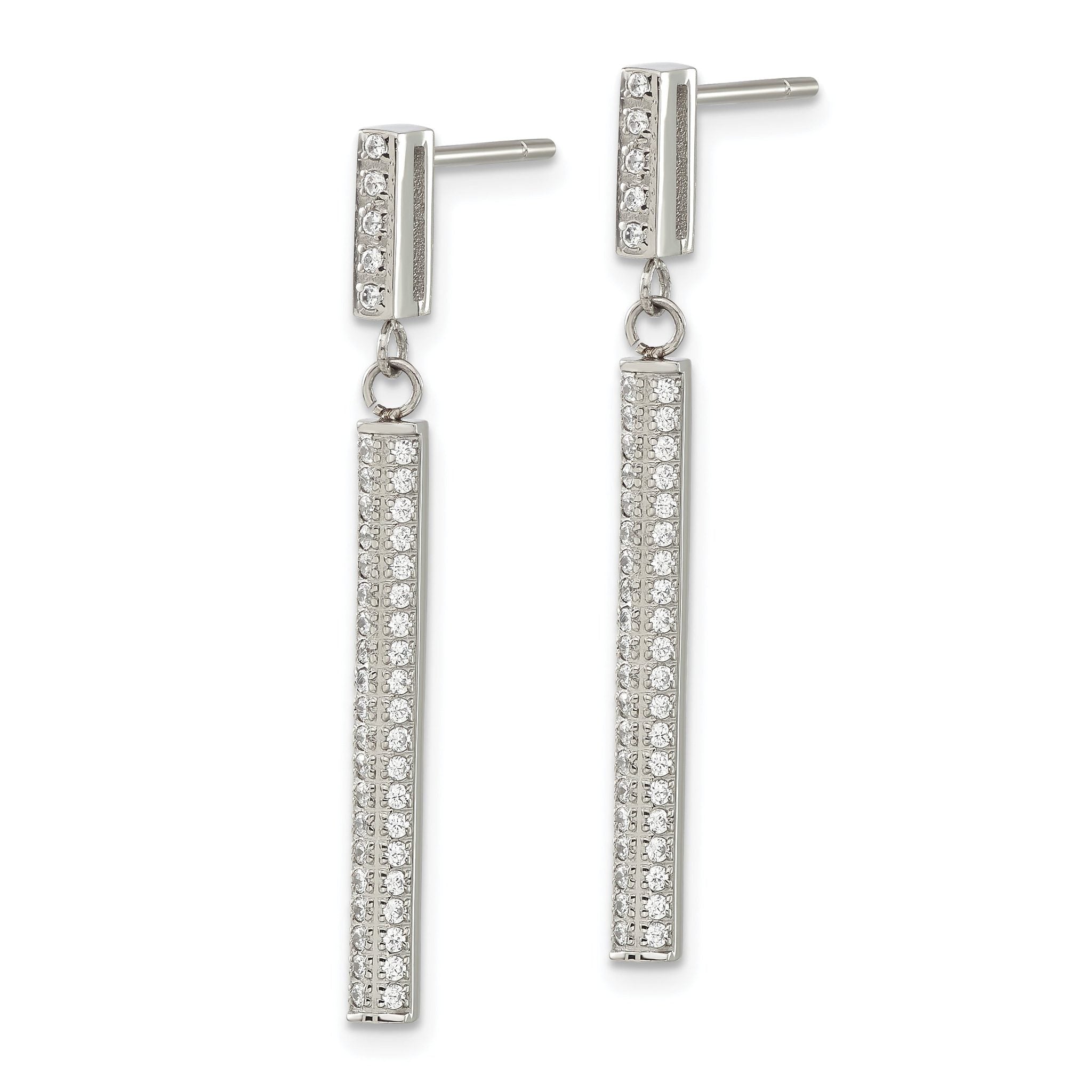 Stainless Steel Polished Cubic Zirconia Drop Dangle Earrings for Women