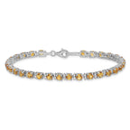 Sterling Silver Rhodium-plated Citrine and Diamond Bracelet