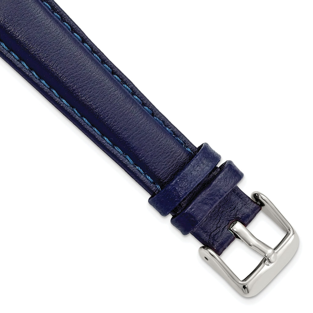 Navy Glove Leather Watch Band with Panerai-Style Buckle, 19mm