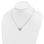 Cheryl M Sterling Silver Rose Gold-plated Brilliant-cut Black GlaSterling Silver and Brilliant-cut White CZ Flying Pig 18 Inch Necklace