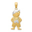 14K Gold and Rhodium Boy Pendant with Textured Back and Solid Design