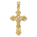 Sophia Jewelers 14K Gold Fleur De Lis Crucifix Pendant Elegant Design