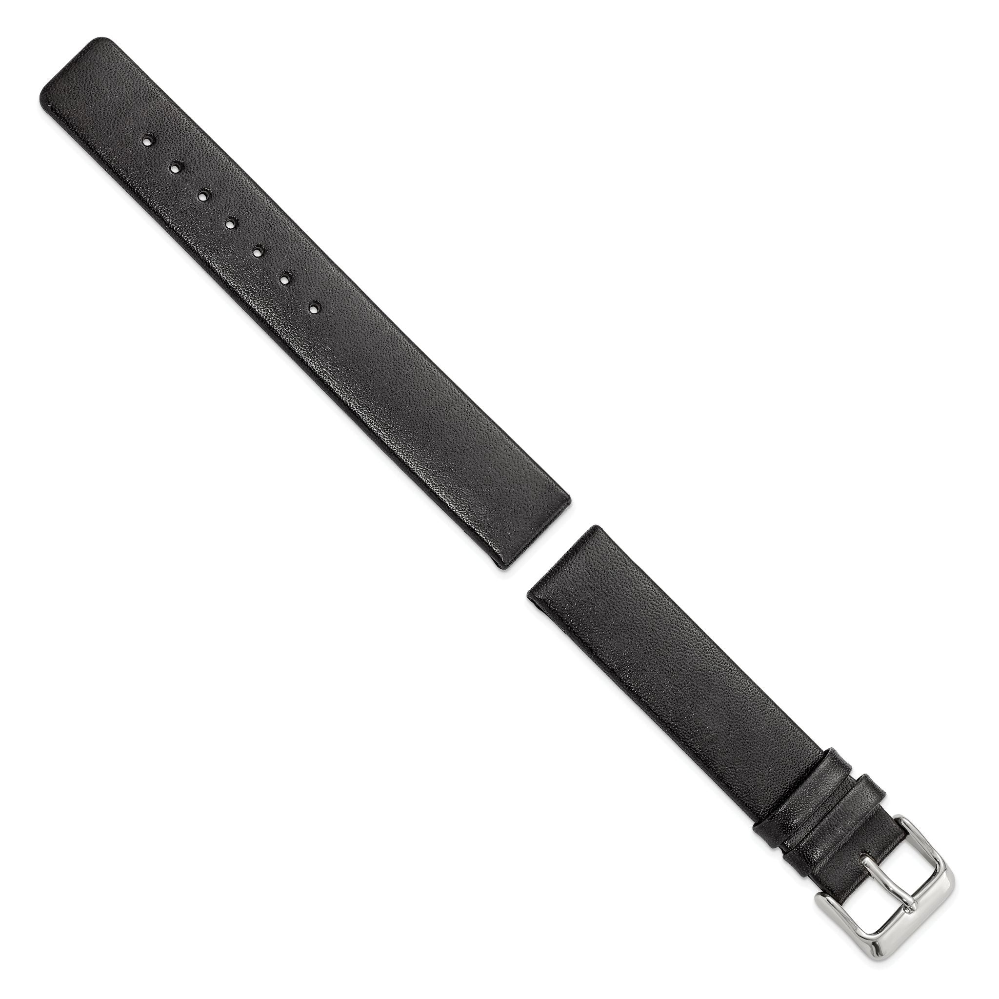 Italian Calfskin Watch Band in Black with Silver-Tone Buckle, 20mm Secondary image