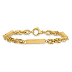 14k Polished 4mm Fancy Cable Chain with Three Bars 8 inch Bracelet