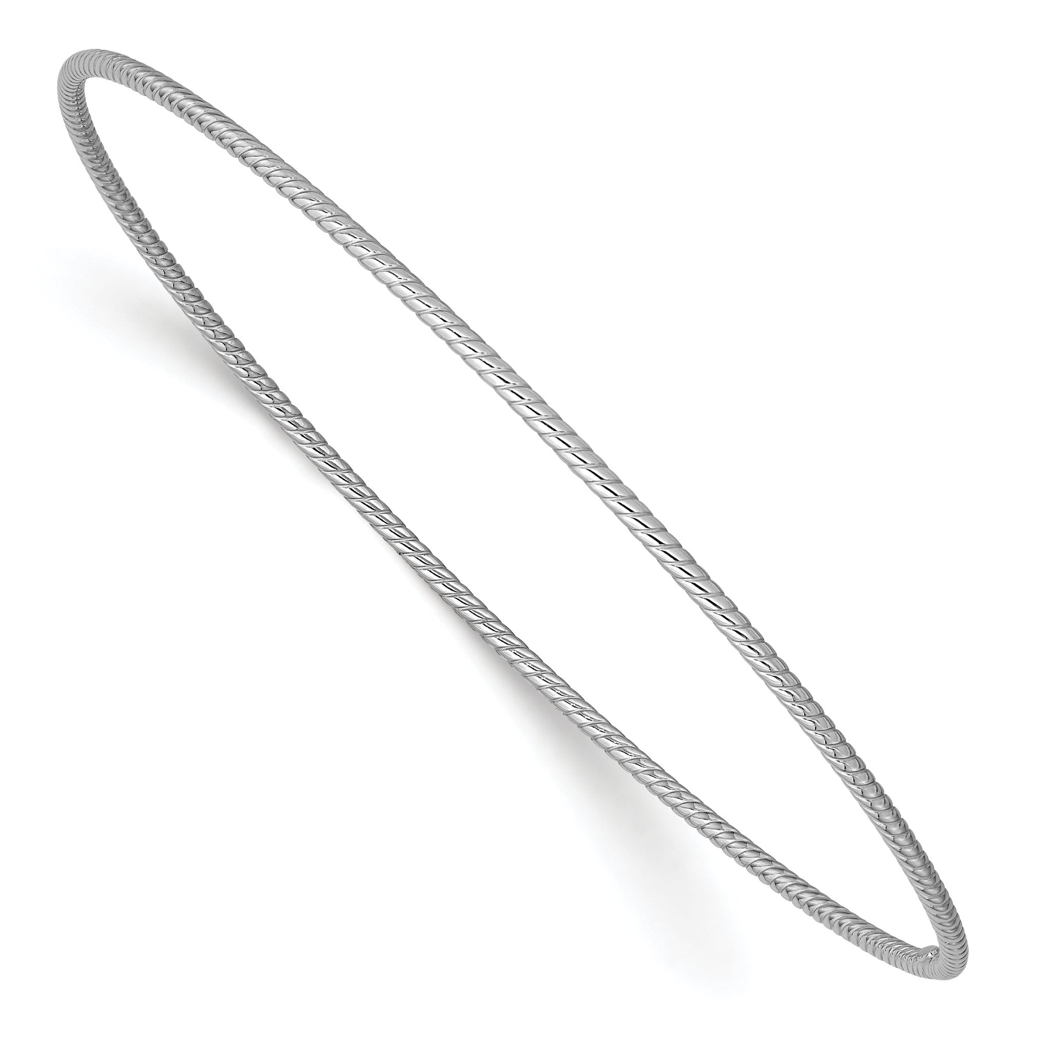 Sophia Jewelers 14K White Gold Textured Bangle with Polished Finish