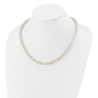 Sterling Silver Rhodium-plated 7-8mm White Near-Round Freshwater Cultured Pearl 7.25 inch Bracelet