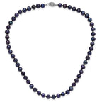 Sterling Silver Rhodium-plated 6-7mm Black Near-Round Freshwater Cultured Pearl 16 inch Necklace