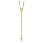 Cross & Miraculous Medal Rosary Necklace in 14K Yellow Gold