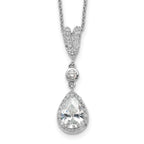 Cheryl M Sterling Silver Rhodium-plated Brilliant-cut CZ Teardrop and Bezel Halo 18 Inch Necklace