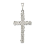 Sterling Silver 925 Diamond-Cut Cross Pendant with Polished Anti-Tarnish Finish