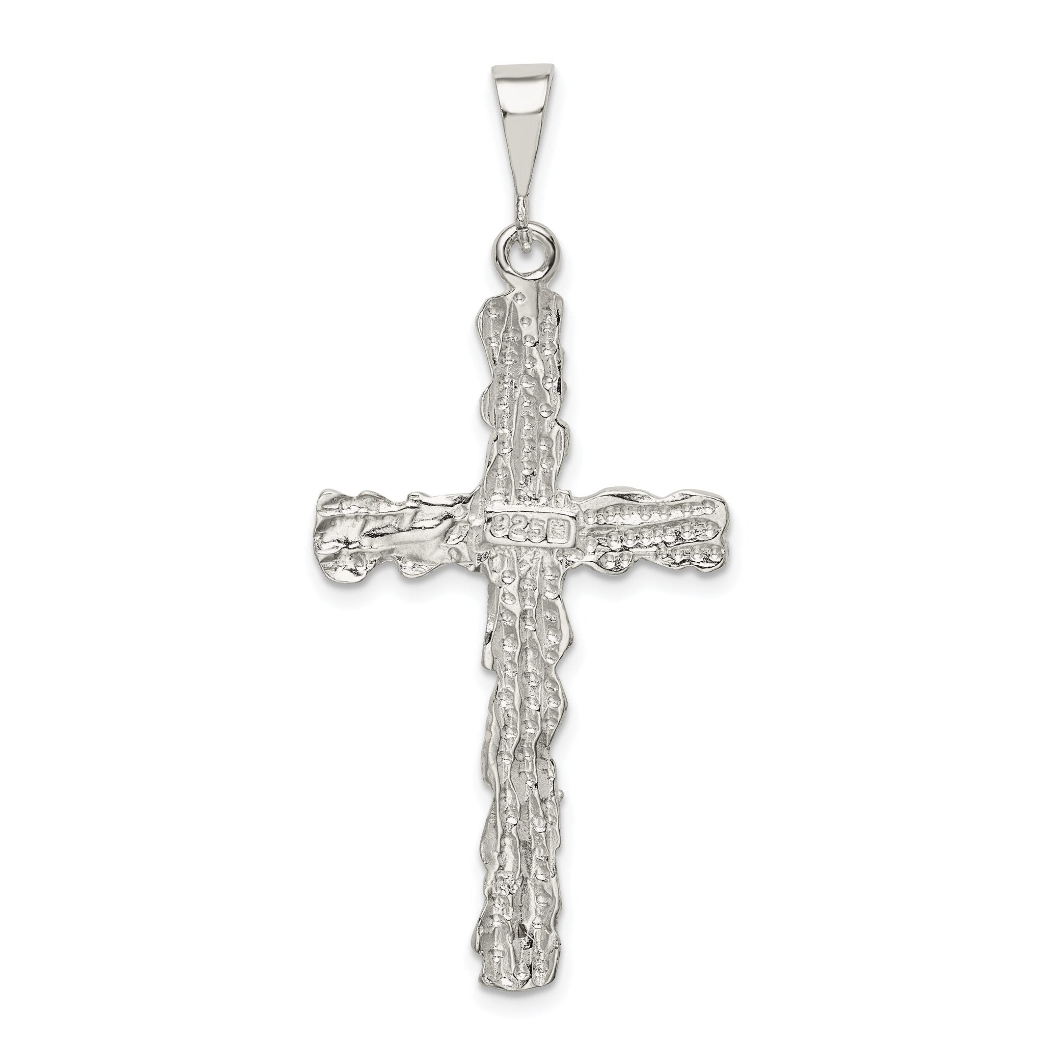 Sterling Silver 925 Diamond-Cut Cross Pendant with Polished Anti-Tarnish Finish