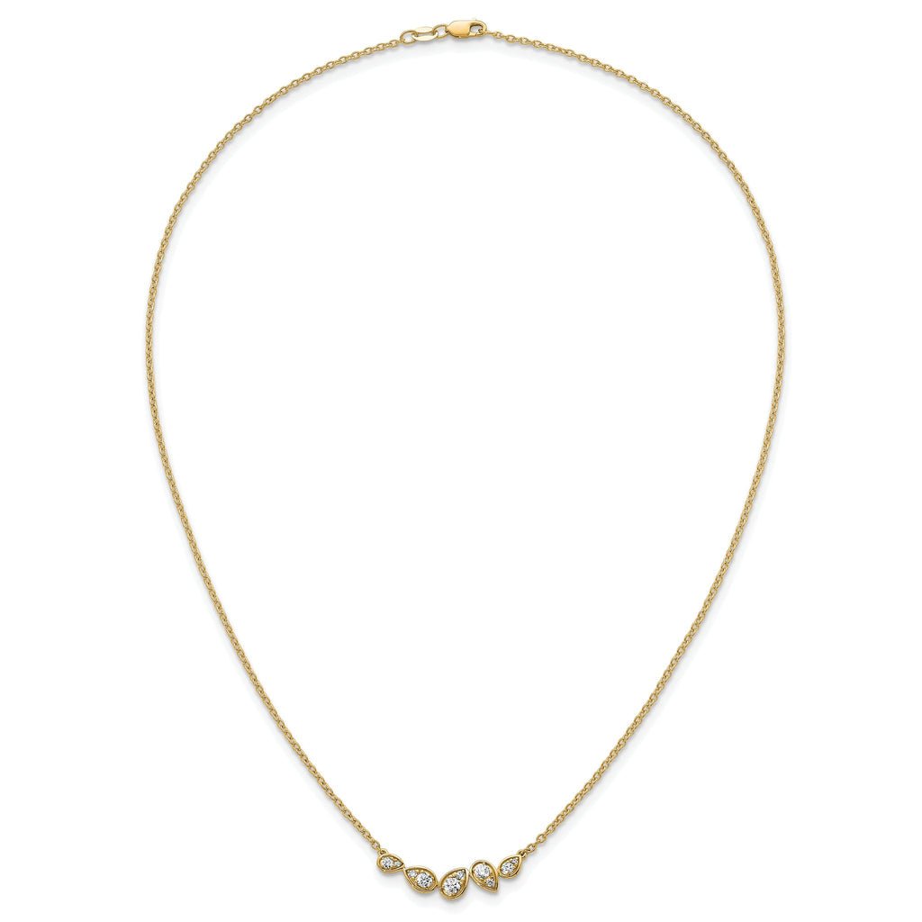 14k 3/4 carat Lab Grown Diamond VS+ F+ Round Complete 18 inch Pear-Link Bar Necklace