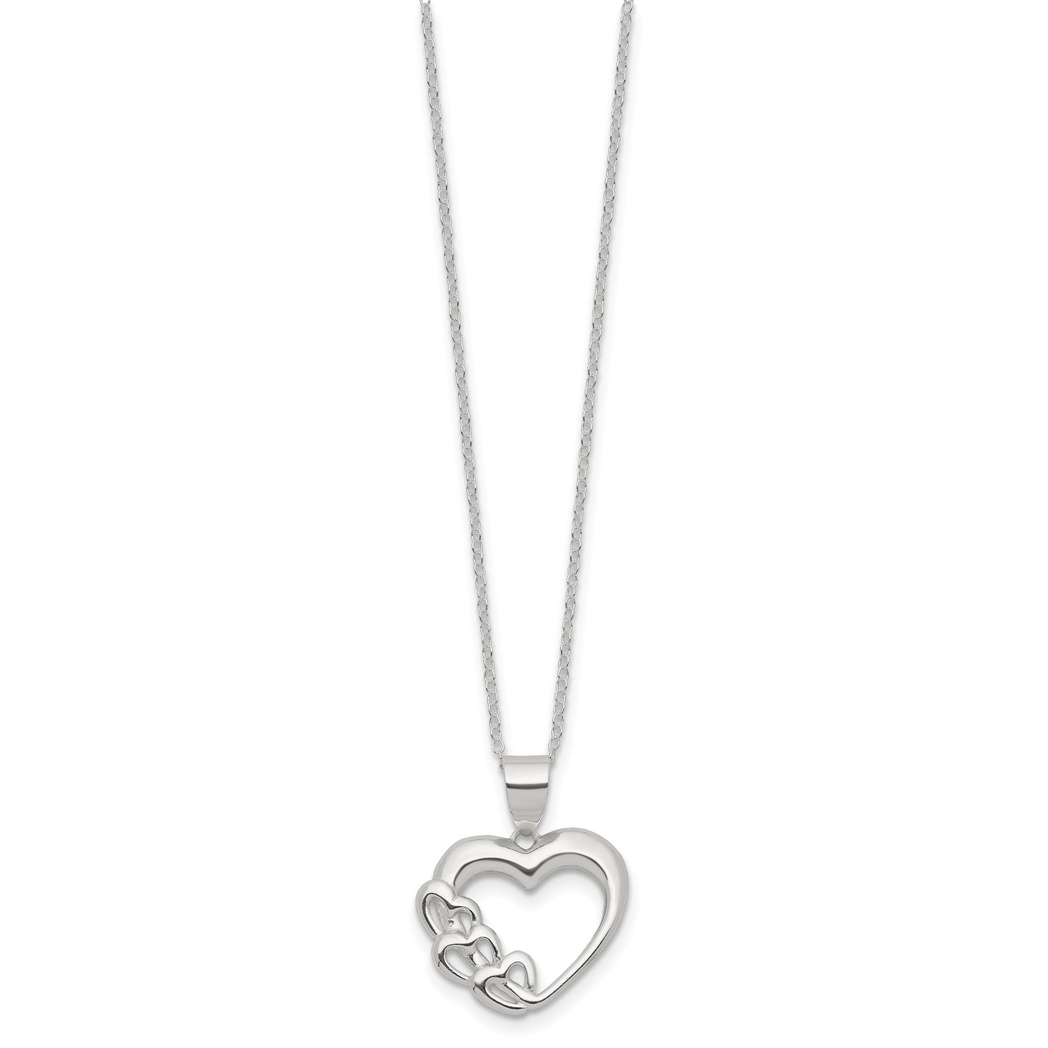 Sterling Silver Rhodium-plated Heart Necklace Secondary image