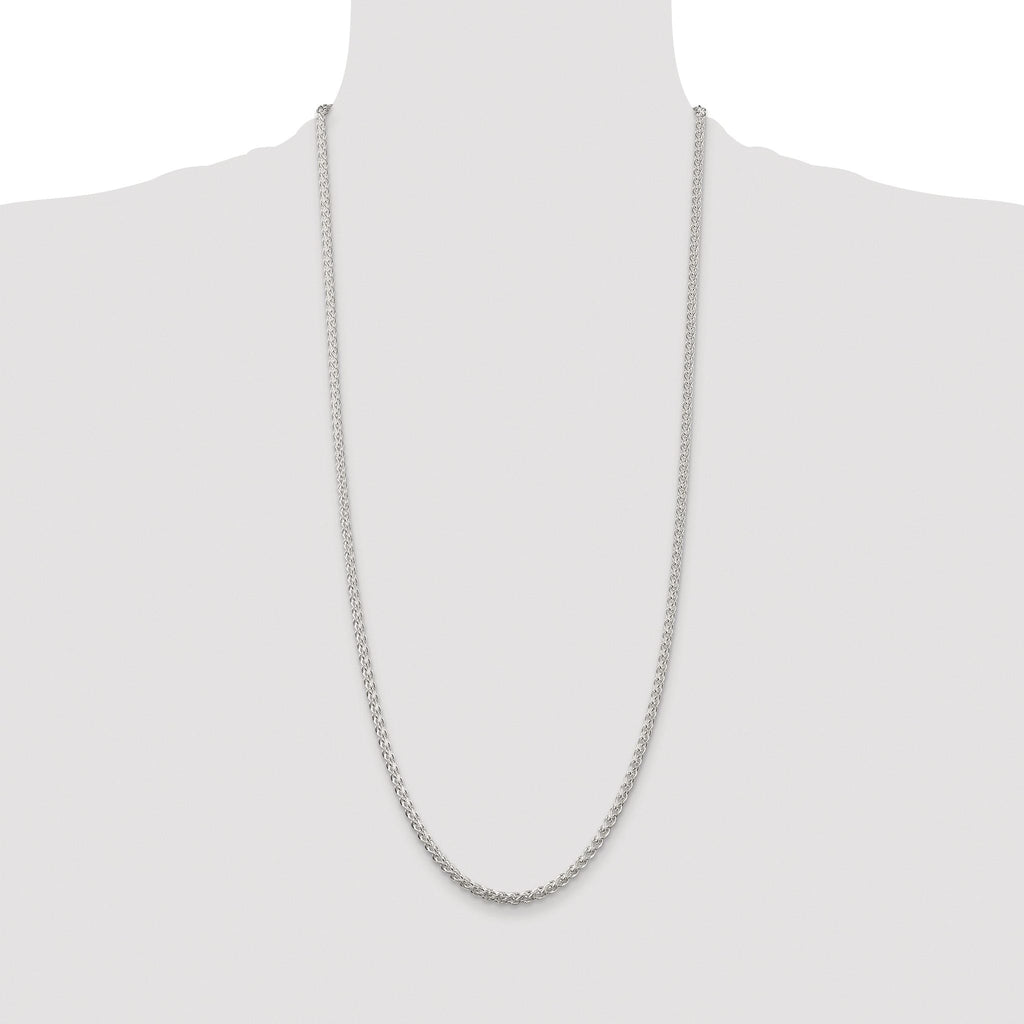 Sterling Silver Rhodium-plated 3mm Round Spiga Chain