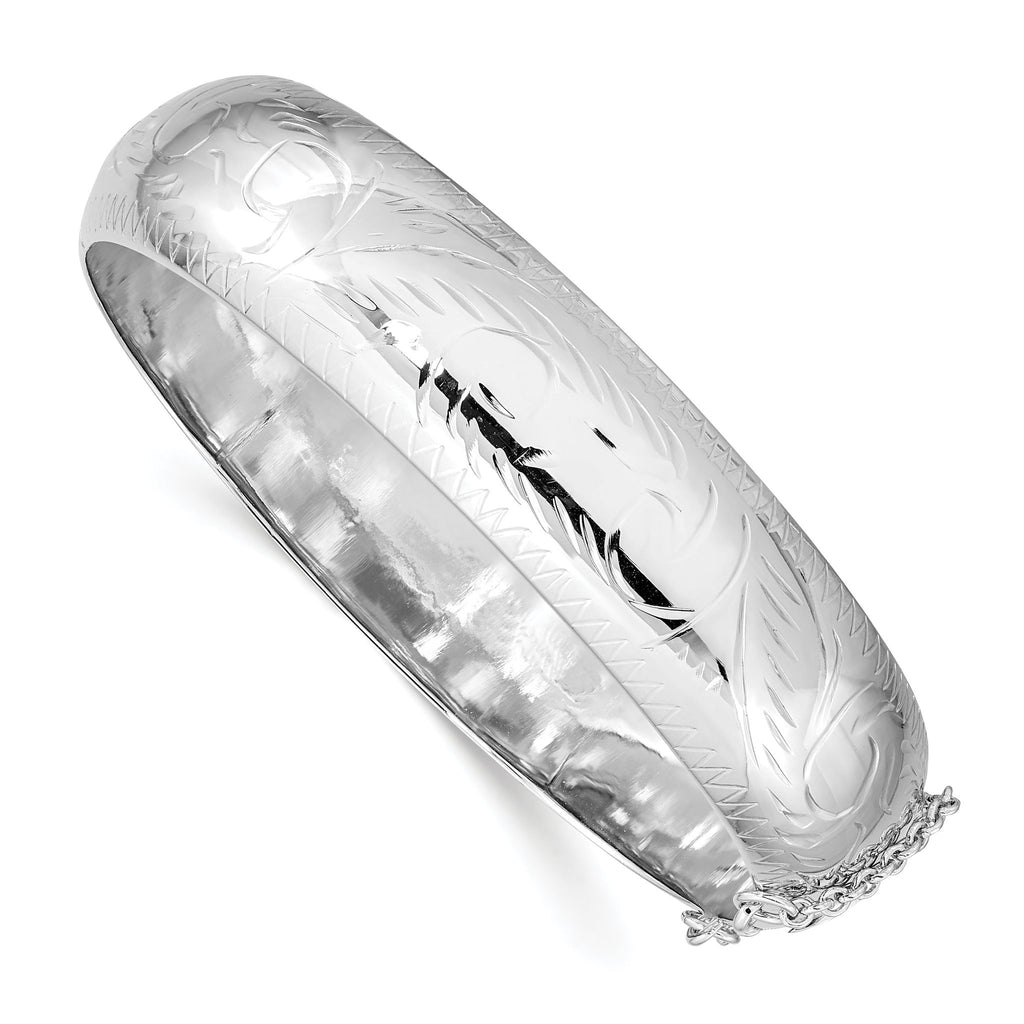 Sophia Jewelers Sterling Silver 925 Hinged Bangle with Rhodium Polished Finish