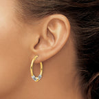 Sterling Silver Gold-tone Polished Antiqued Beaded Hoop Earrings