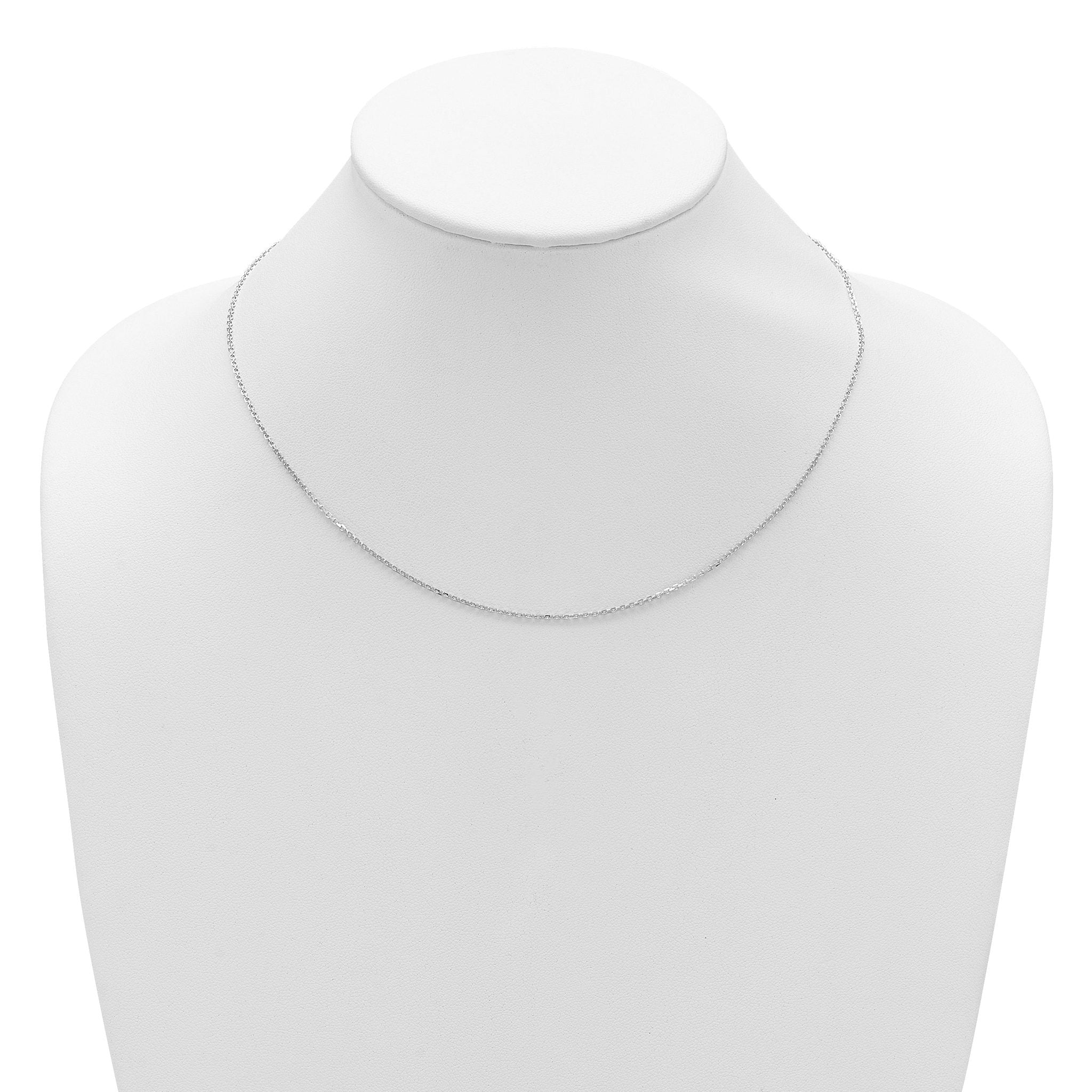 14k White Gold 1.4mm D/C Square Cable 1in+1in Adjustable Chain