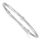 Sterling Silver Rhodium-Plated Women's Bangle with Polished Slip-On Design