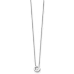 Sterling Silver Diamond Open Circle Necklace with Rhodium Finish