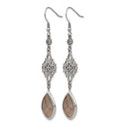 Stainless Steel Polished Pear Black Cubic Zirconia Drop Dangle Earrings for Women