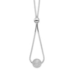 Sterling Silver Rhodium-plated Diamond-cut Beaded Drop 18in Necklace