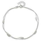Sterling Silver 2-Strand Feathers 9 inch Plus 1 inch Extender - Total 10 inch Anklet