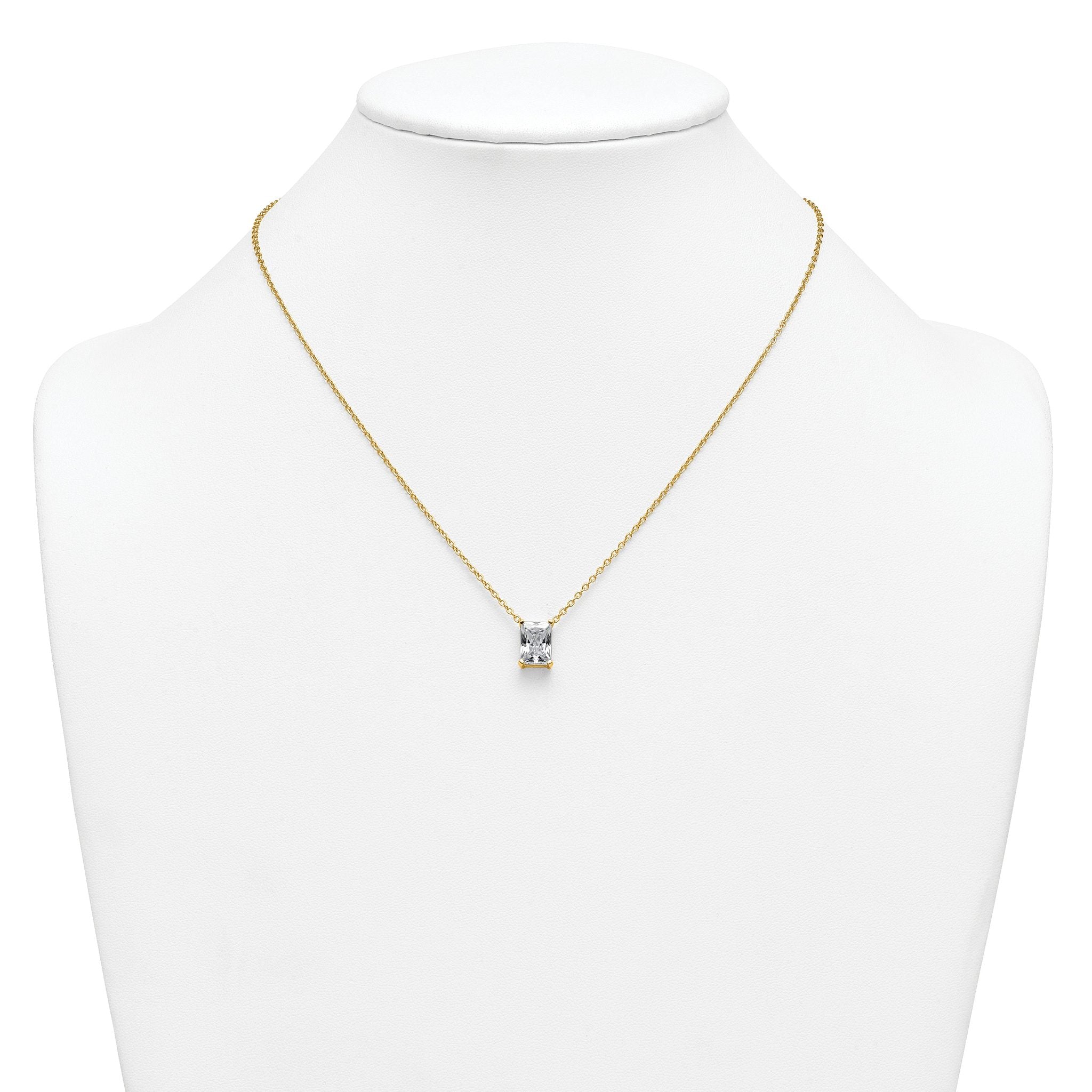 14k 3 carat Lab Grown Diamond VS+ F+ Radiant Complete 18 inch Four Prong Pendant Necklace