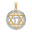 14K Gold Rhodium Polished Star of David Chai Pendant  Elegant Solid Design
