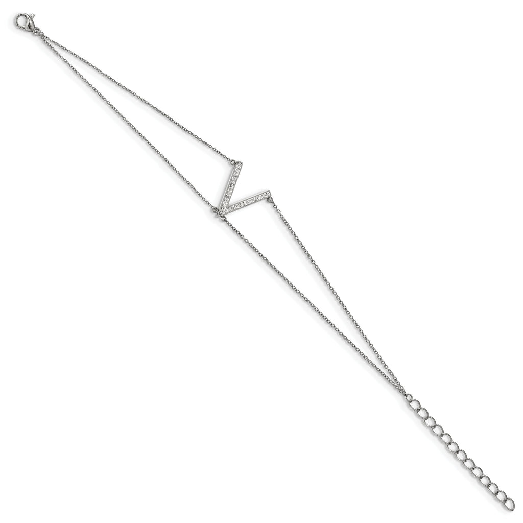 Stainless Steel Polished with Preciosa Crystal MultiStrand with ext. Bracelet for Women