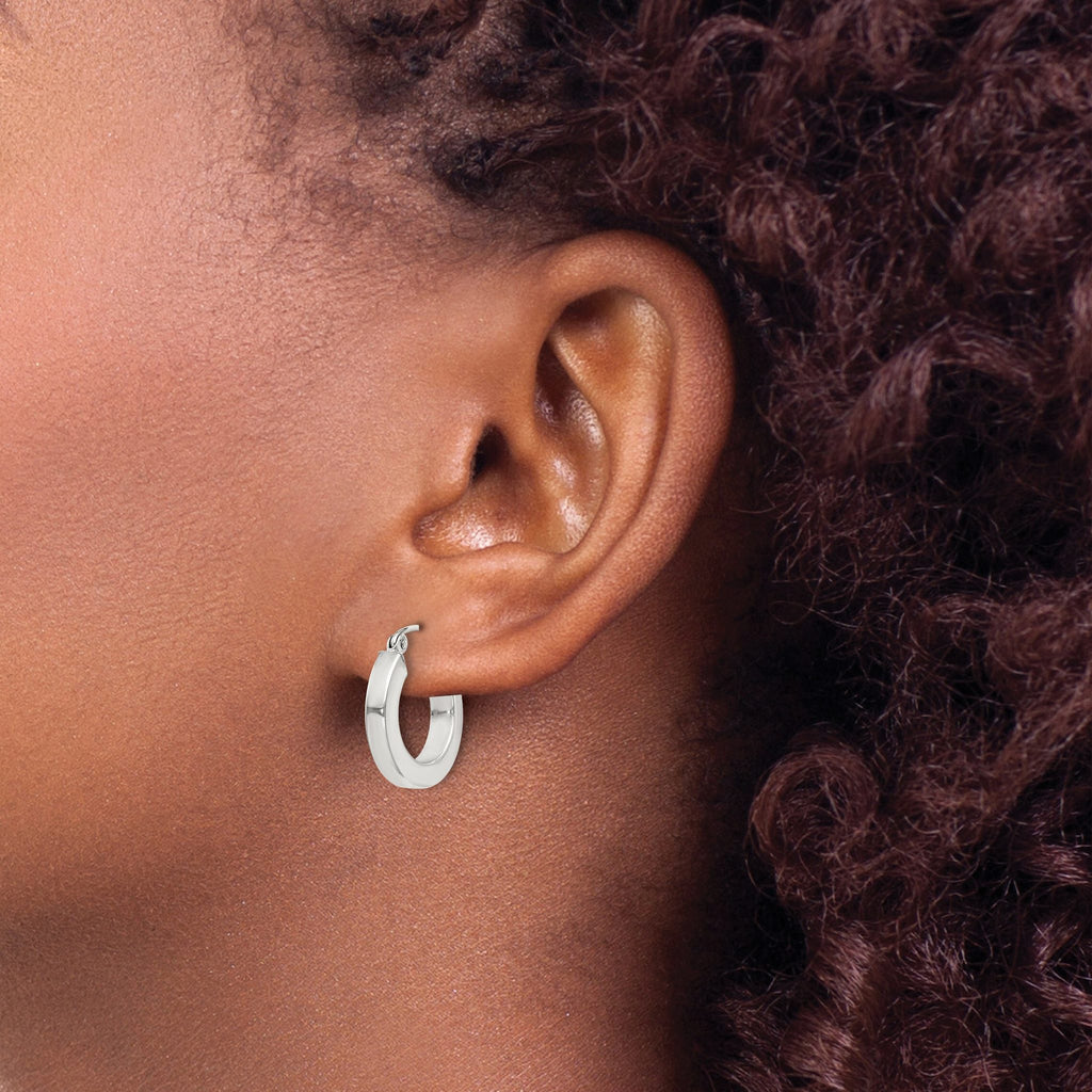 Sterling Silver 3x17mm Square Tube Hoop Earrings