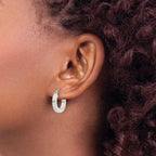 Sterling Silver 3x17mm Square Tube Hoop Earrings