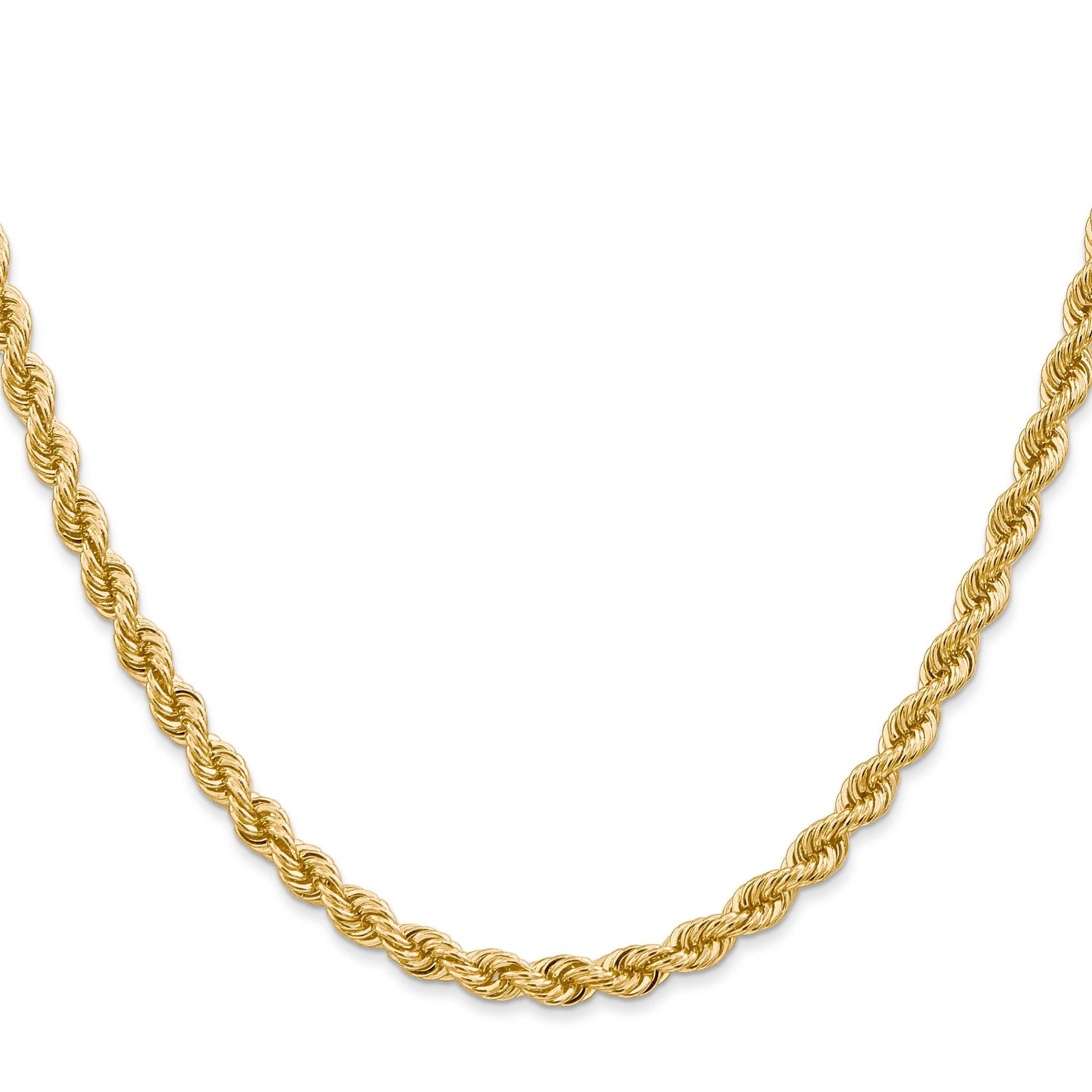 14K 7 inch 4mm Regular Rope with Lobster Clasp Chain