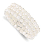 Sophia Jewelers White Freshwater Pearl Multi-Row Stretch Bracelet