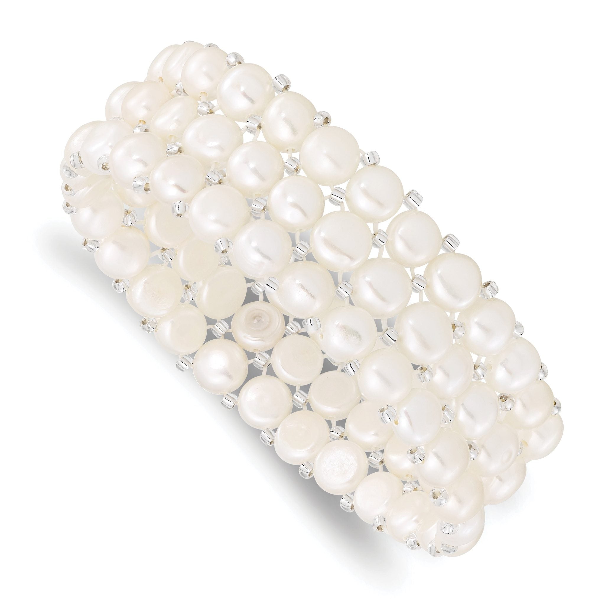 Sophia Jewelers White Freshwater Pearl Multi-Row Stretch Bracelet