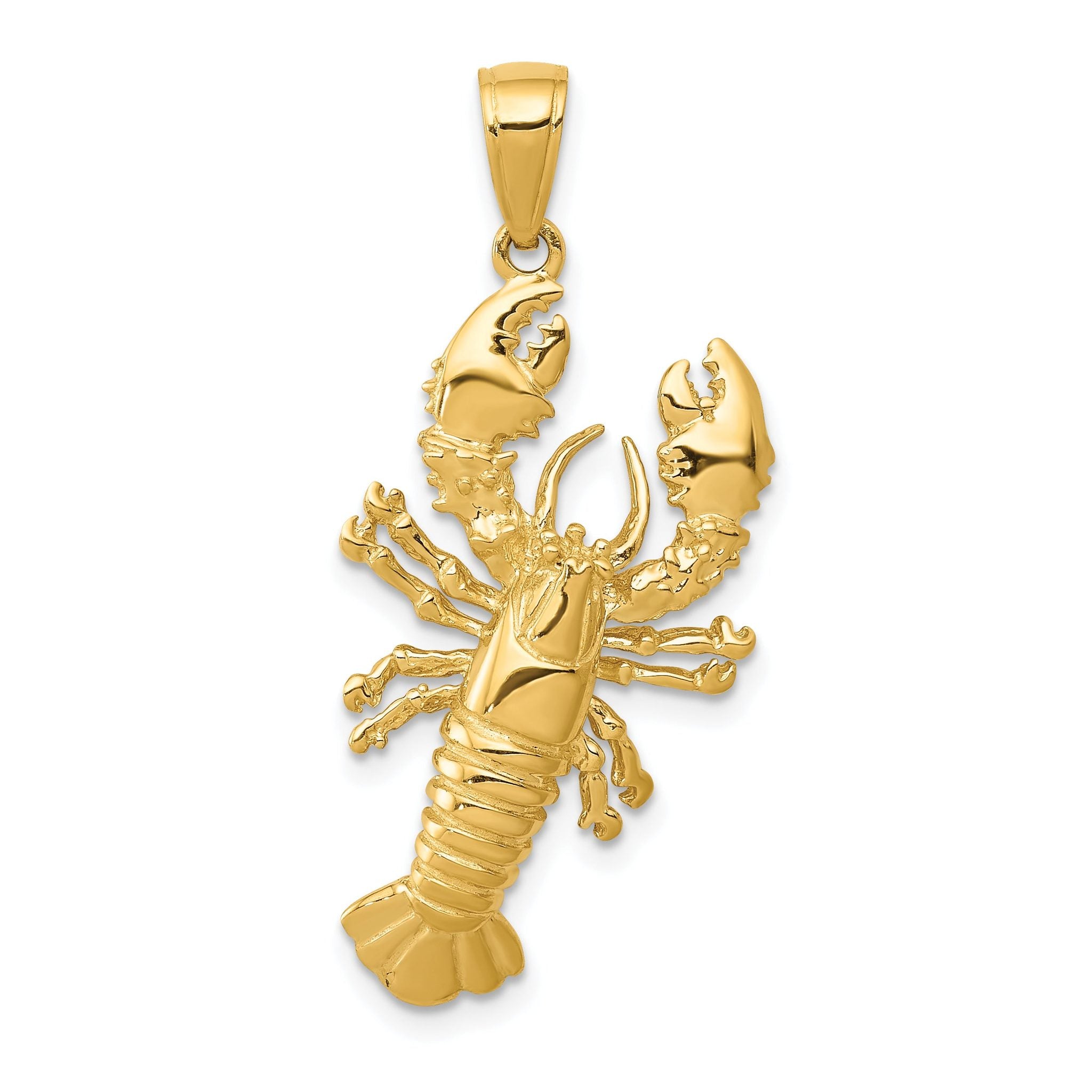 14K Gold Lobster Pendant for Men  Solid Casted Design, 34mm Length
